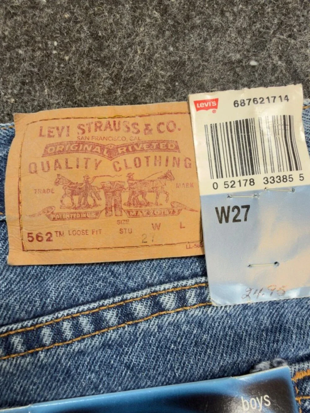 Levi's 562 Loose Fit Shorts Boys W27 Blue Denim Vintage Style NWT